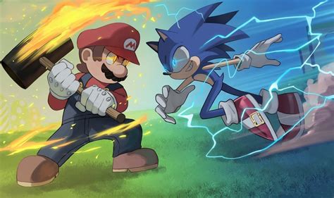 mario and sonic the hedgehog (mario and 1 more) drawn by jourd4n | Danbooru