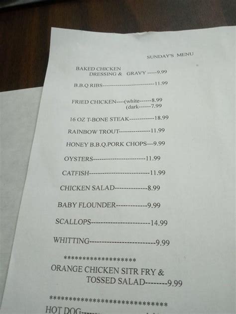 Menu at Wilson's BBQ, South Hill