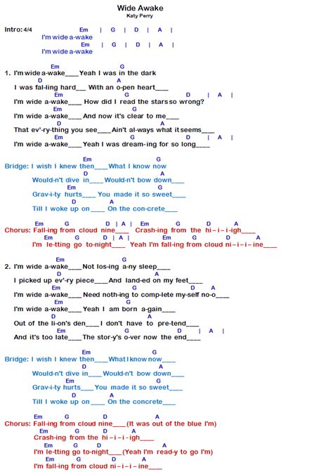 Wide Awake Chords by Katy Perry | Bellandcomusic.Com