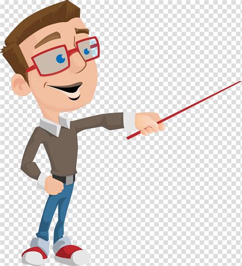 Man holding a red pointing stick cartoon, Teacher Animation School Education Cartoon, teacher ...