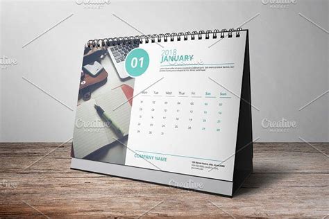 Desk Calendar Template 2018 - V09 by Template Shop on @creativemarket Desk Calendars, Wall ...