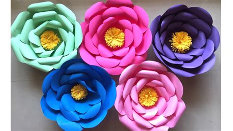 Easy Giant Paper Flowers Making | Giant paper flowers for birthday & event decoration at home ...