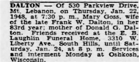 Obituary for Mary DALTON - Newspapers.com