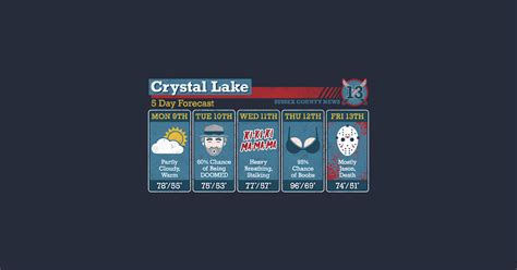 Crystal Lake Forecast - Friday The 13th - T-Shirt | TeePublic