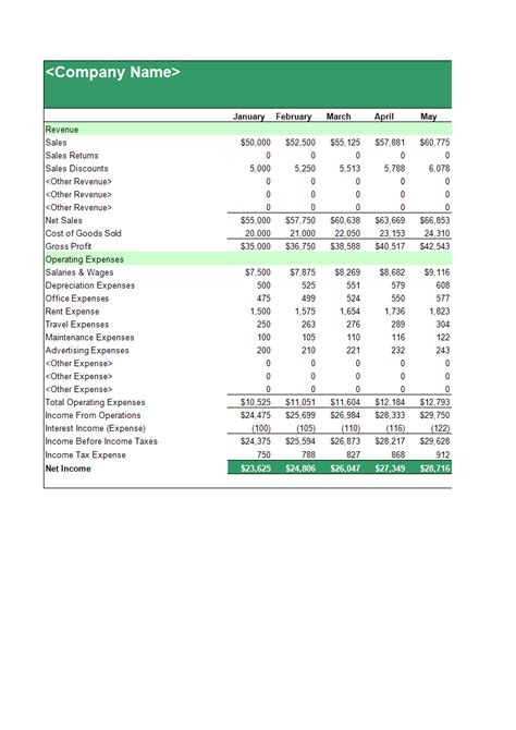 Income Statement Template sample | Templates at allbusinesstemplates.com