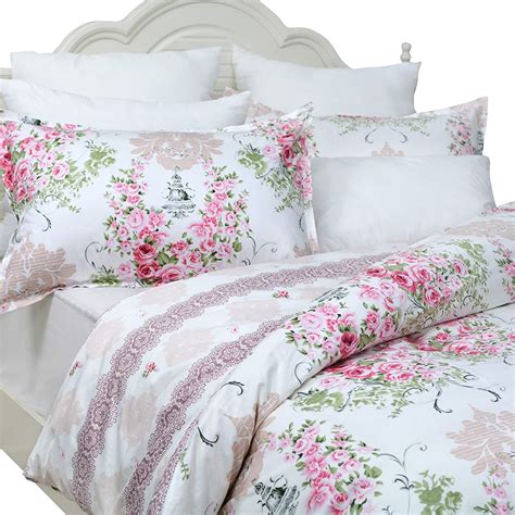 Amazon Com Fadfay Rose Floral Duvet Cover Set Pink Grid Cotton Girls | My XXX Hot Girl