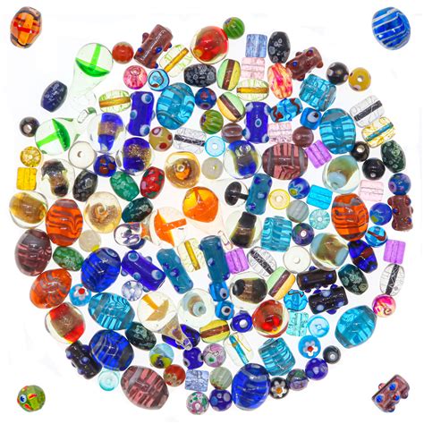 Glass Beads for Jewelry Making for Adults 60-80 Pieces Lampwork Murano ...