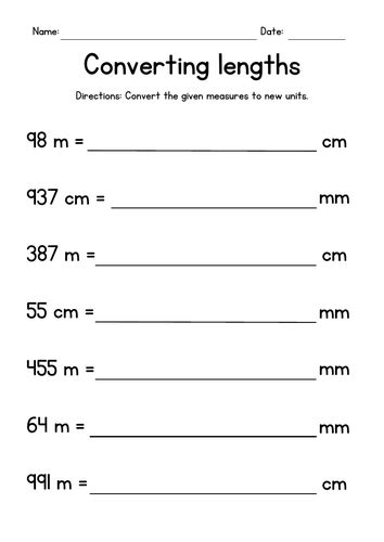 Converting Metric Lengths - Measurement Worksheets | Teaching Resources