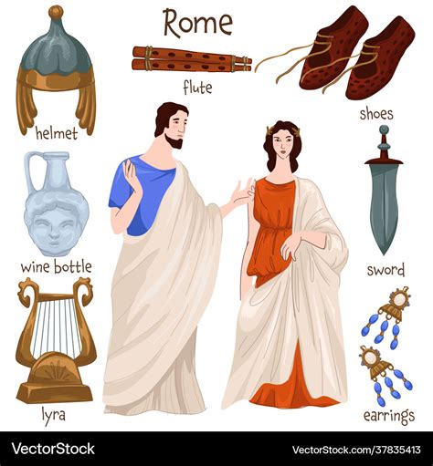 Ancient rome people and clothes old furniture Vector Image