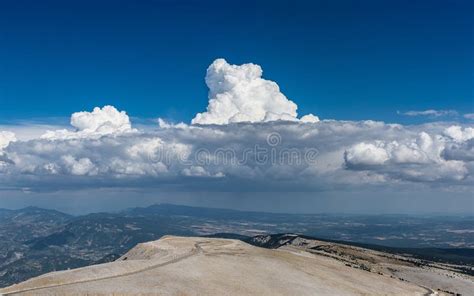 Summit of the Mont Ventoux, View of Clouds and Background of the Stock Image - Image of ...