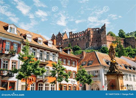 Old Town Kornmarkt Square and Heidelberg Castle in Heidelberg, Germany Stock Photo - Image of ...