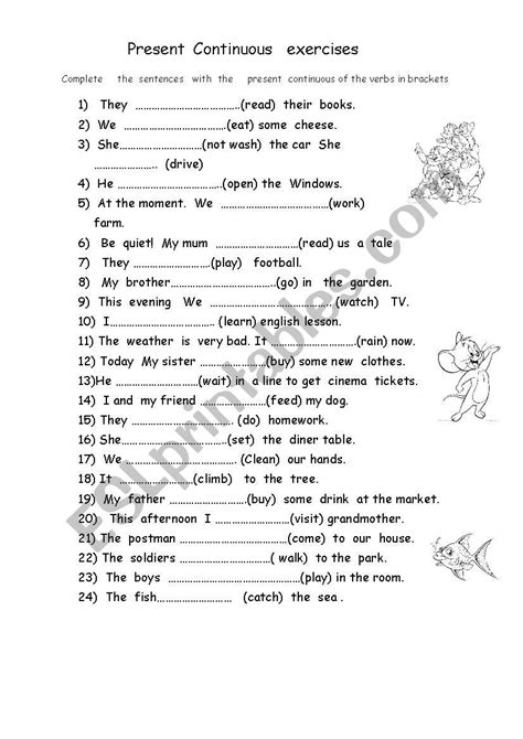 present continuous tense exercises - ESL worksheet by turgutsayan | Present continuous tense ...