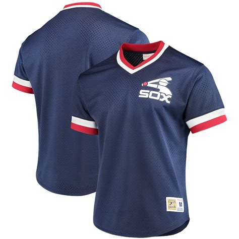 Men's Chicago White Sox Mitchell & Ness Navy Mesh V-Neck Jersey