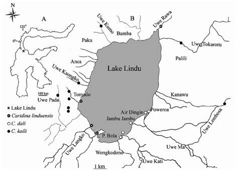 A, Lake Lindu in Central Sulawesi Indonesia; B, Distribution map of ...