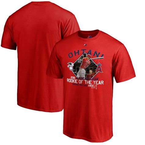 Youth Los Angeles Angels Shohei Ohtani Majestic Red 2018 AL Rookie of the Year T-Shirt