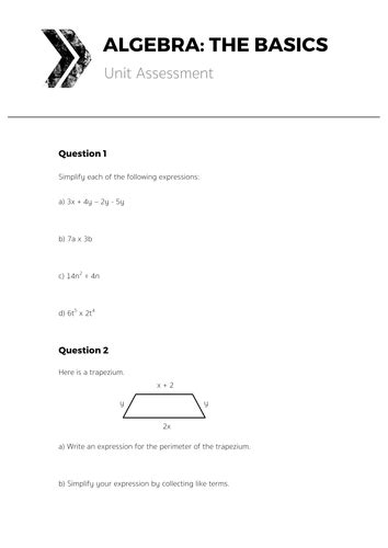 Algebra - Complete Unit of Work | Teaching Resources