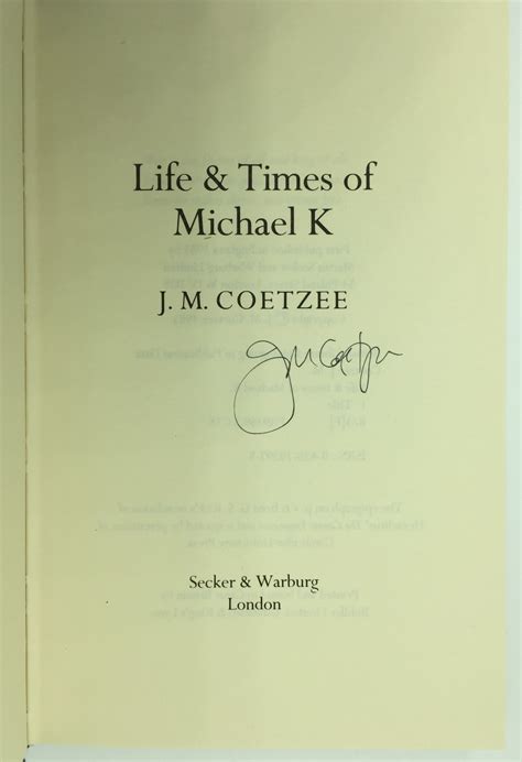 The Life and Times of Michael K by Coetzee, J M: Near Fine ++ Hardcover (1983) First Edition ...