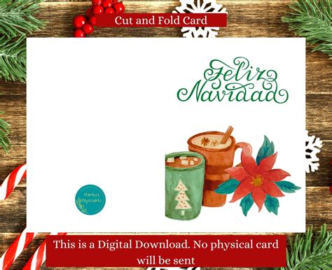 Feliz Navidad, Merry Christmas Card, Feliz Navidad Card, Printable Card, Blank Card, Digital ...