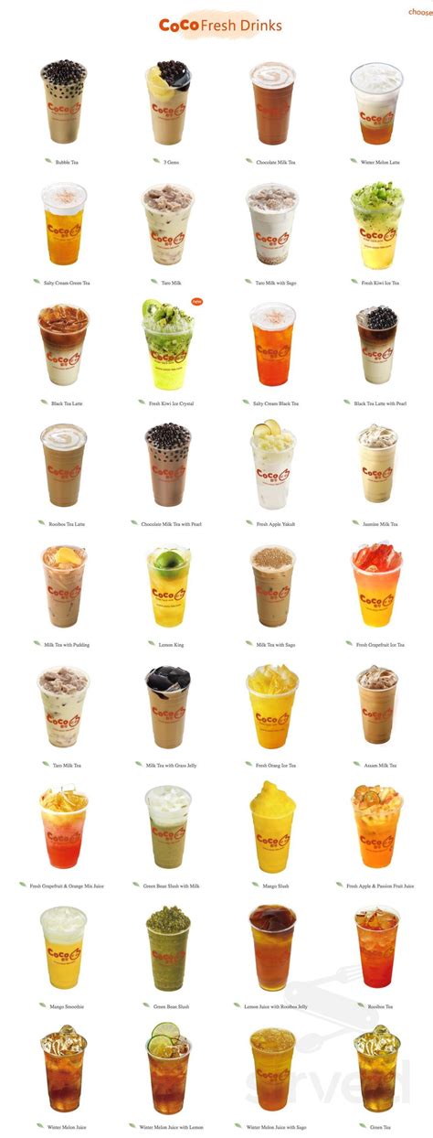 CoCo Fresh Tea & Juice menu in Scarborough, Ontario, Canada