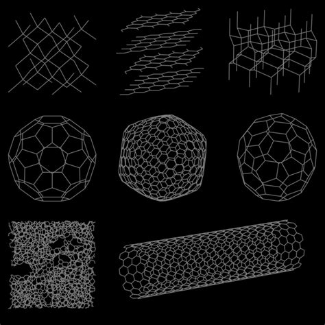 Carbon allotropes: a) diamond, b) graphite, c) lonsdaleite, d) C60 ...