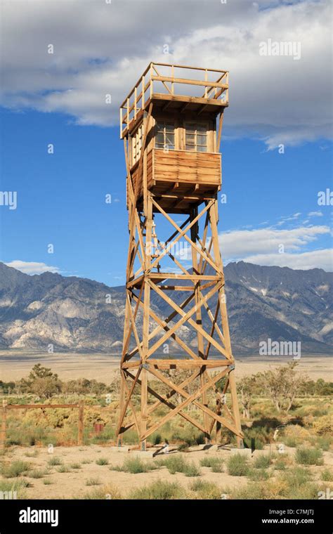 replica of Manzanar guard tower at US concentration camp Stock Photo - Alamy