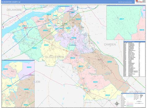 Gloucester County, NJ Wall Map Color Cast Style by MarketMAPS - MapSales