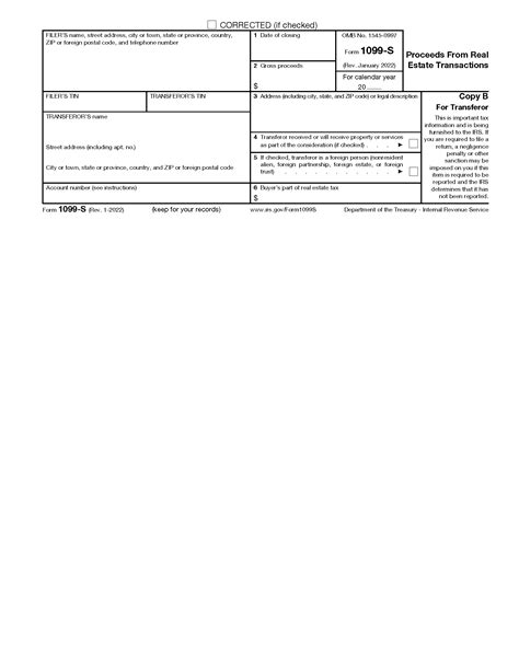 Free IRS 1099-S Form - PDF – eForms