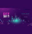 Futuristic neon glow skyline retro cyber cityscape