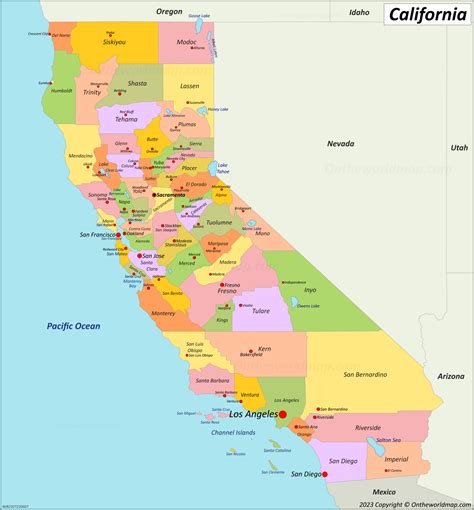 California Counties And County Seats Map - Ontheworldmap.com