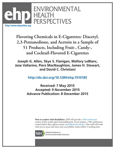 (PDF) Flavoring Chemicals in E-Cigarettes: Diacetyl, 2,3-Pentanedione ...