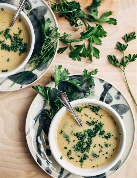 Roasted Garlic Soup with Potatoes, Shallots, and Fresh Herbs