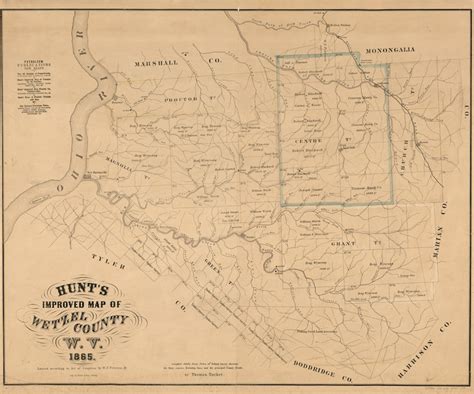 1865 Farm Line Map of Wetzel County WV Showing Oil Wells | Etsy