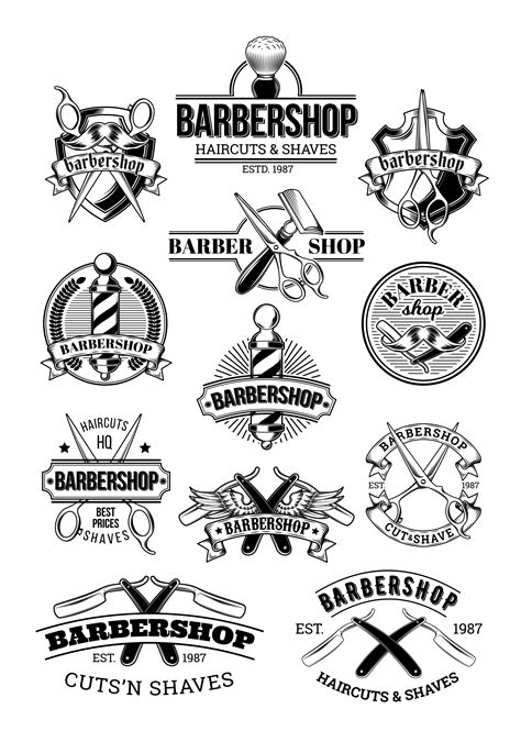 Vector set of barbershop logos, signage - Download Free Vectors, Clipart Graphics & Vector Art