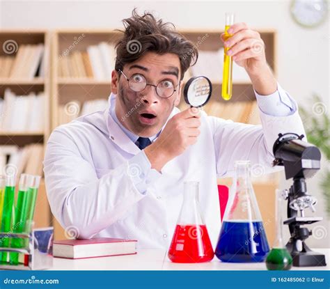 Mad Crazy Scientist Doctor Doing Experiments in a Laboratory Stock Photo - Image of analysis ...