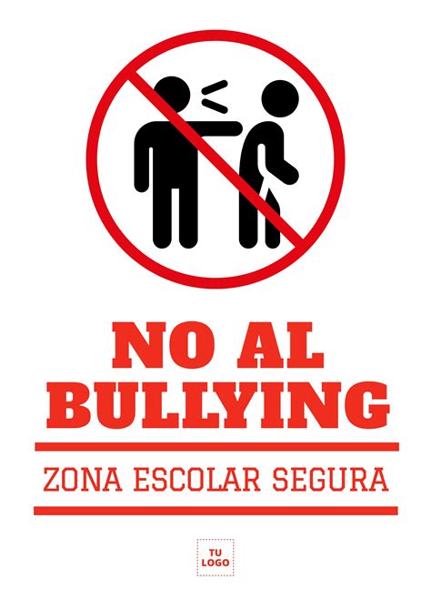 No al bullying cartel editable de zona escolar segura – Artofit