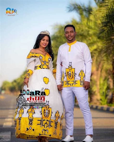 Eritrean and Ethiopian habesha couple traditional dress (Men(T-shirt, pants & shoes.) - East ...