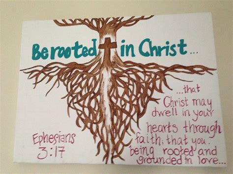 acrylic paint on canvas inspired by hand drawing. Reads: Be Rooted In Christ... ...that Christ ...