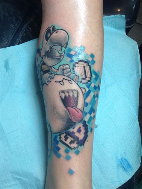 wrahmbergtattoos:dry-bones-not-finished-mario-drybones-boo-8bit-nintendo-mintgreen-calf-sleeve ...