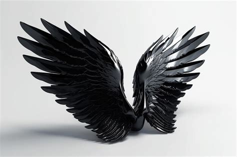 Premium AI Image | Dark Elegance 3D Illustration of Black Angel Wings ...