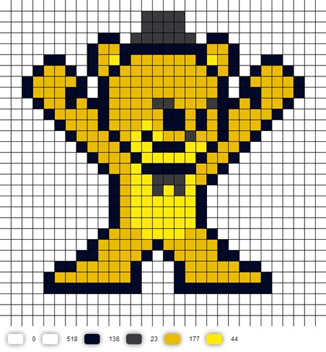 Golden Freddy Jumpscare (FNaF) Perler Bead Pattern | Pixel art grid, Pixel art, Minecraft pixel art