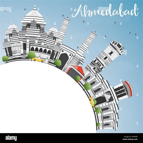 Ahmedabad Skyline with Gray Buildings, Blue Sky and Copy Space. Vector ...