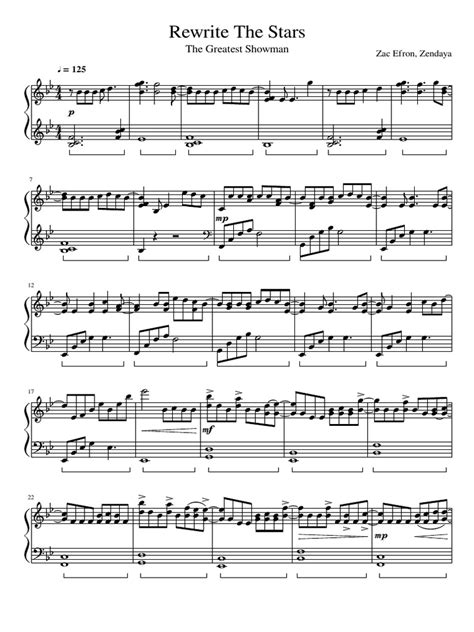 Rewrite The Stars Piano Music Sheet | PDF