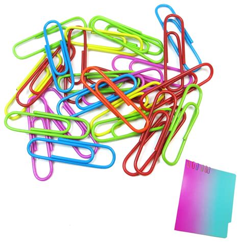 200 Paper Clips 33mm Vinyl Coated Assorted Colors Crafts Home School ...