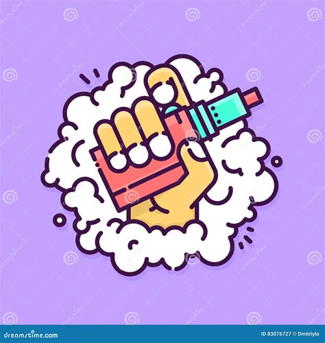 Graphic Hand Holding Vape Device on Smoke Background Vector Illustration Stock Vector ...