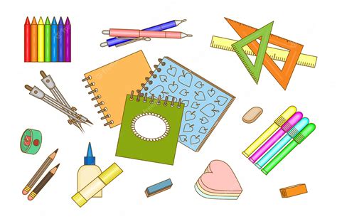 Premium Vector | Stationery set multicolored image vector illustration