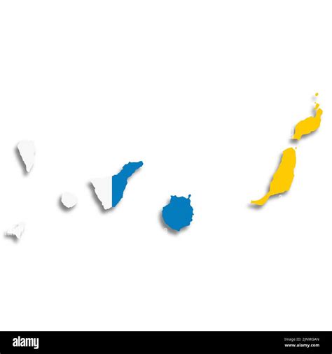 Canary Islands flag map on white background 3d illustration with clipping path Stock Photo - Alamy