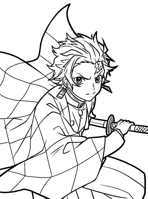 Cool Tanjiro With Sword coloring page - Download, Print or Color Online for Free