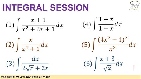 Integral Session: Solving 6 Integral Problems - YouTube