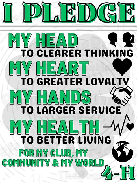 4-H Pledge Poster PNG CLUB POSTER 4-H Member Proudly Display Your Commitment to Your Club - Etsy