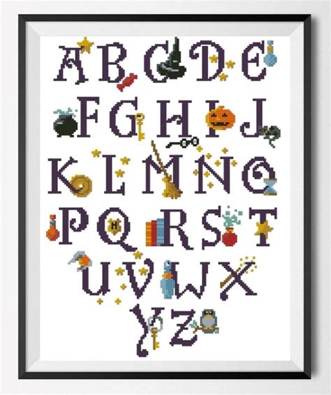 Harry Potter Alphabet cross stitch Wizard cross stitch Magick | Etsy